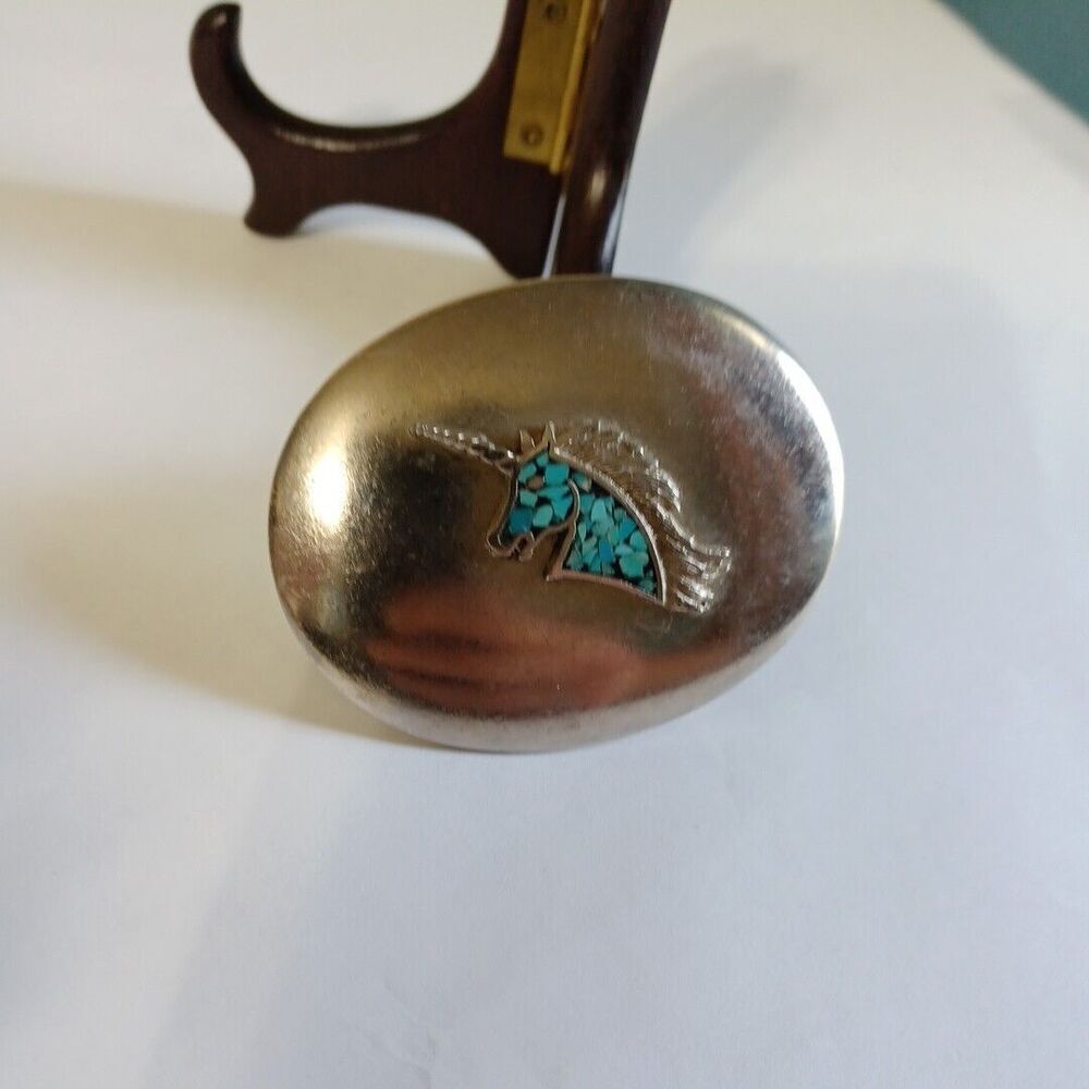 Unicorn Native American Indian Faux Turquoise Inlay Belt Buckle Zuni Tribe